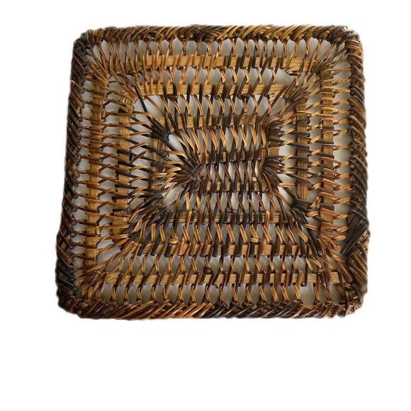 Vintage Woven Wicker Rattan Hot Pads Trivets Pot Holders Decor MCM Round Square - Picture 2 of 10